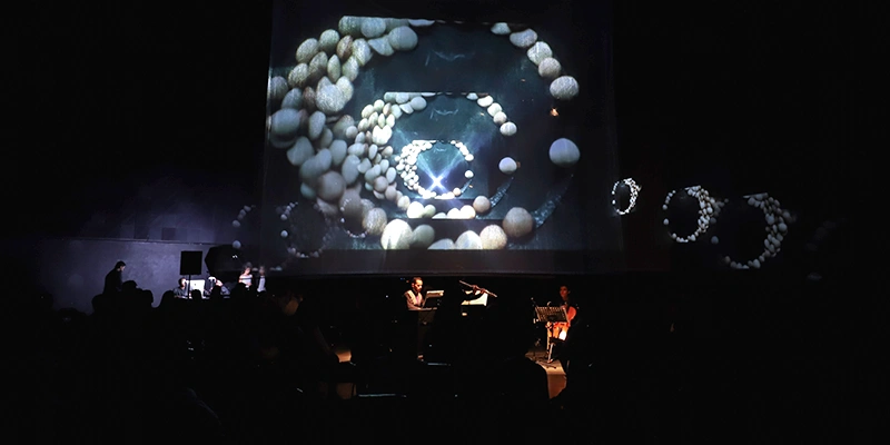 Concert hall with projections on top